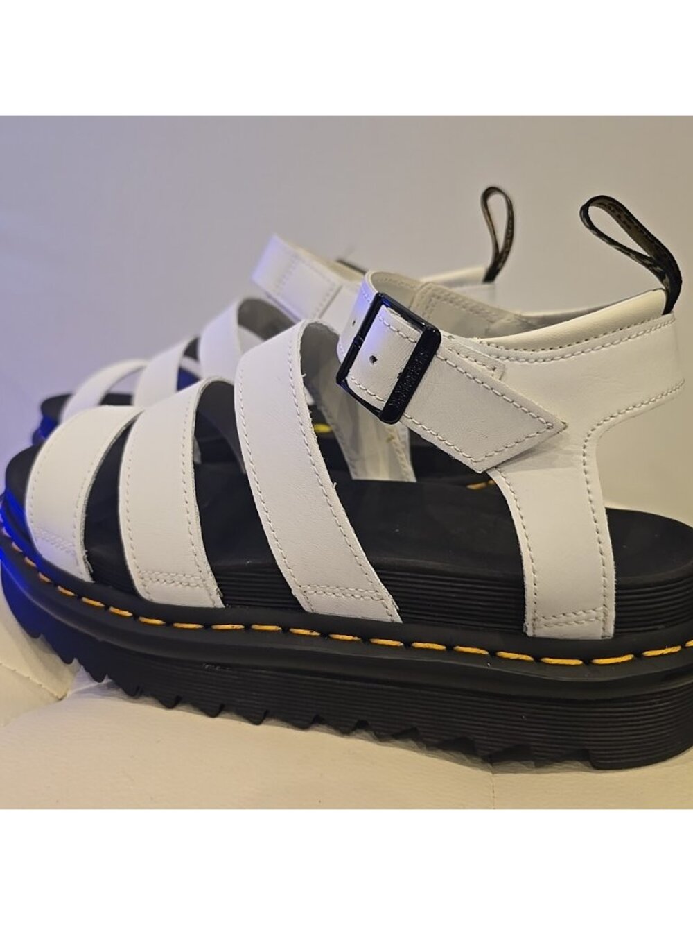 Dr Martens Blaire Sandals Platform White Leather Gladiator Womens Air Wair 9 New - Picture 6 of 7